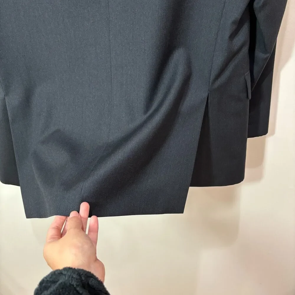 Ermenegildo Zegna Tessuto Charcoal Superfine Wool Blazer Sport Coat Men 56 Italy